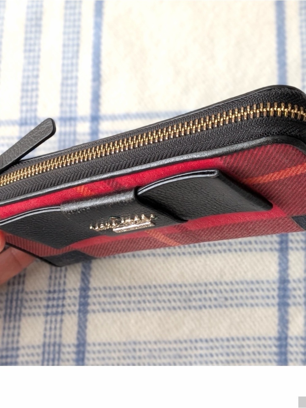 Kate Spade Julia Street red Plaid Nisha Wallet with storybook lining & leather - Picture 8 of 13